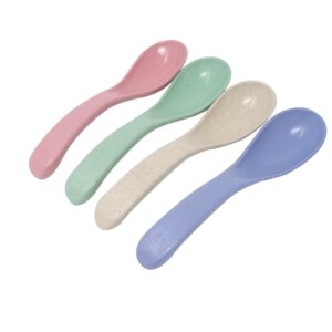 Honbay 4PCS 15cm/5.9Inch Boreal Europe Style Eco-Friendly Wheat Straw Colourful Soup Spoons Chinese WonTon Soup Spoon