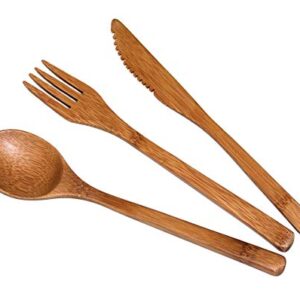 Totally Bamboo 3-Piece Bamboo Flatware Set, Dishwasher-Safe Fork, Spoon and Knife