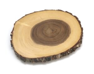 lipper international acacia tree bark footed server for cheese, crackers, and hors d'oeuvres, small, 10"-12" diameter