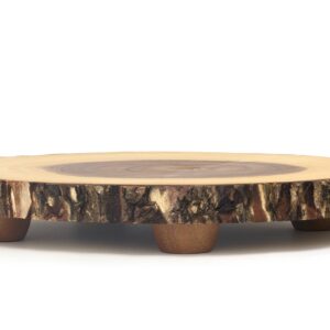 Lipper International Acacia Tree Bark Footed Server for Cheese, Crackers, and Hors D'oeuvres, Small, 10"-12" diameter