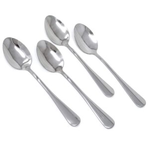 honbay 4-piece 17.2cm/6.77inch oval shape stainless steel dinner spoons soup spoons for home, restaurant, office, school and more