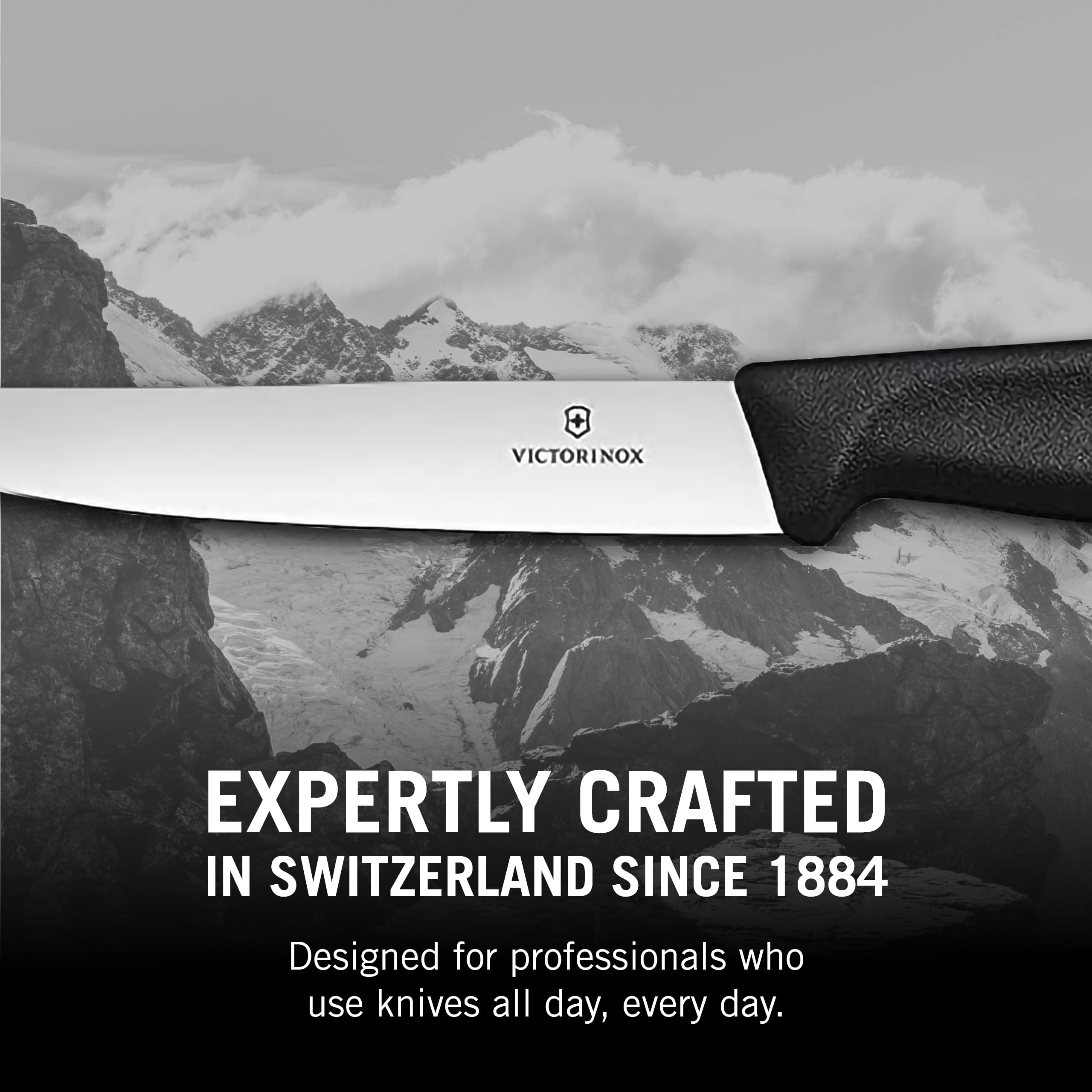 Victorinox Swiss Classic Steak Knives - Cooking Knives for Kitchen Utensils - Ergonomic, Stainless Steel Meat Knives - Black Handles, Straight Edge, 6-Piece Set