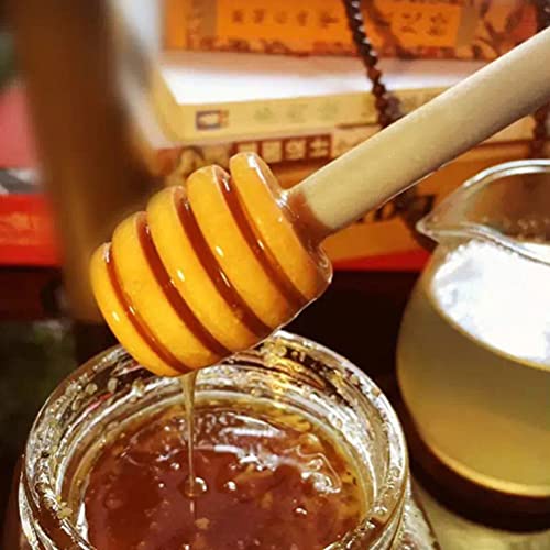 FOCCTS 100pcs Honey Dipper Sticks, 3 inch Wooden Honey Dipper Honey Stirrers Honey Spoon with Natural Jute Twine Kraft Paper Tags for Honey Jar Dispense Drizzle Honey Wedding Party Favors Honey Server