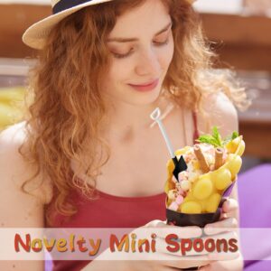 Novelty Mini Shovel Spoons for Dessert Disposable Plastic Shovel Shaped Spoons Mini Dessert Spoons for Ice Cream Cake Pudding Yogurt Family Construction Birthday Party Supplies (150 Pcs, Black)