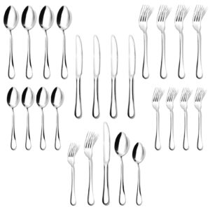 zxzcttc 20-piece silverware set, reusable stainless steel flatware cutlery sets, not easy to fade，dishwasher safe，firm forks and spoons silverware serving set utensils for 4, (silver)