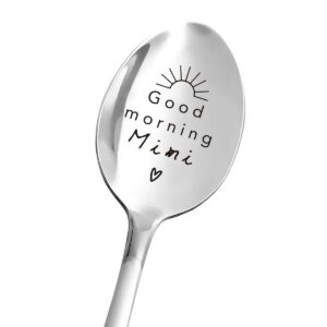 aakihi best nana gifts - good morning mimi spoon funny engraved - tea coffee spoon - mimi gifts for grandma - nana gift from granddaughter grandson husband - nana mother's daybirthdaychristmas gifts