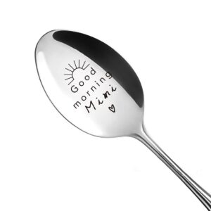 Aakihi Best Nana Gifts - Good Morning Mimi Spoon Funny Engraved - Tea Coffee Spoon - Mimi Gifts for Grandma - Nana Gift from Granddaughter Grandson Husband - Nana Mother's DayBirthdayChristmas Gifts