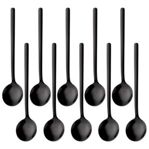 benekiy 10 pack espresso spoons,black plated stainless steel mini teaspoons set for coffee sugar dessert cake ice cream soup antipasto cappuccino