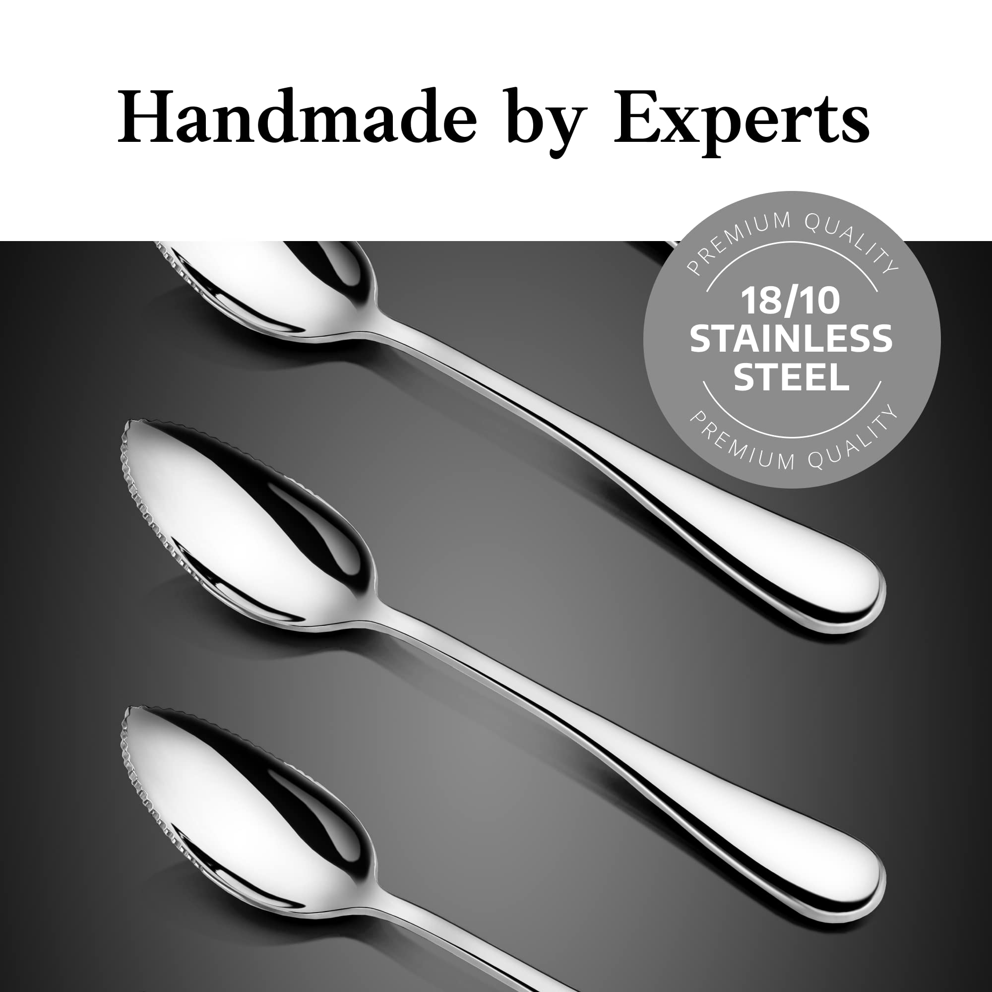 Artaste 59373 Rain 18/10 Stainless Steel Grapefruit Spoon, 6.35-Inch, Set of 6