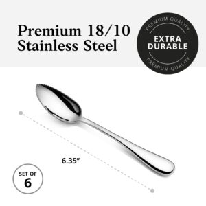 Artaste 59373 Rain 18/10 Stainless Steel Grapefruit Spoon, 6.35-Inch, Set of 6