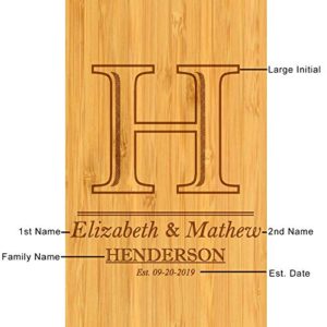 Custom Personalized Engraved Bamboo Cheese/Charcuterie Cutting Board with Knife Set & Cheese Markers- Designed & Quality Checked in USA