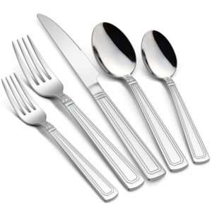 haware 40-piece heavy duty silverware set, stainless steel flatware cutlery set for 8, fancy tableware eating utensils for home, hotel, restaurant, include dinner knives forks spoons, dishwasher safe