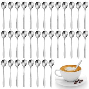 50 pcs teaspoons demitasse espresso spoons 4.92 stainless steel tablespoons metal dessert spoon for appetizer sugar ice cream for home restaurant kitchen, mirror polished, dishwasher safe