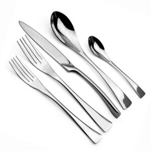 jankng 20-piece 18/10 stainless steel flatware set, service for 4