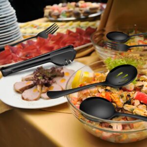 Homikit 8-Piece Stainless Steel Large Serving Spoons, Slotted Serving Spoons, Serving Forks, Serving Tongs, Black Metal Catering Banquet Buffet Party Serving Utensils, Mirror Polished, Dishwasher Safe