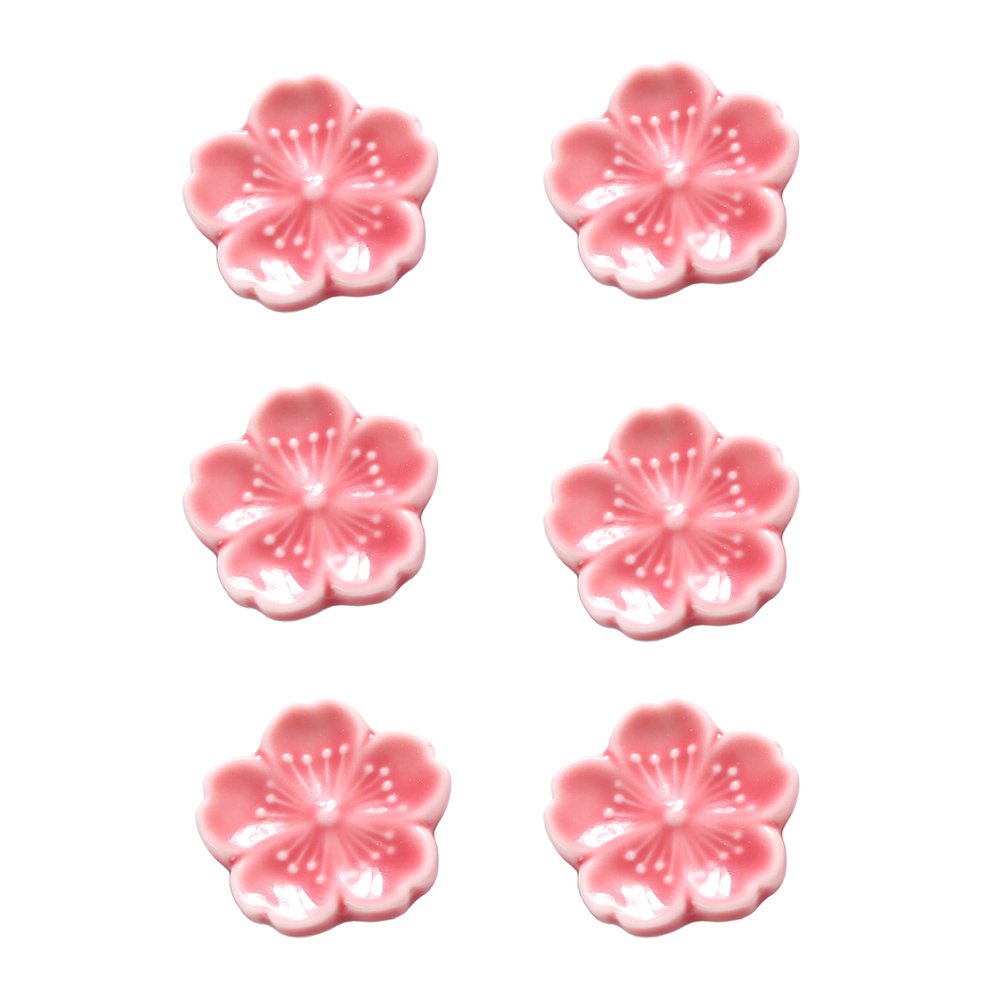 CHOOLD Elegant Cherry Blossom Ceramic Chopsticks Rest Rack Dinner Spoon Stand Knife Fork Holder,Sakura Chopsticks Stand(Set of 6)