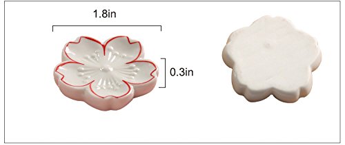 CHOOLD Elegant Cherry Blossom Ceramic Chopsticks Rest Rack Dinner Spoon Stand Knife Fork Holder,Sakura Chopsticks Stand(Set of 6)