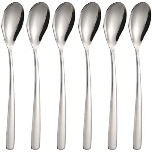 soup spoons set of 6 stainless steel round spoons asian soup spoon long handle dinner spoons for kitchen restaurant home
