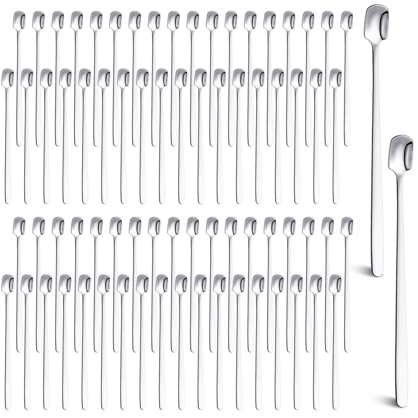 100 Pcs Coffee Stirrers Long Handle Spoon for Drink Bar Mixing Spoon Long Spoon Stainless Steel Cocktail Stirrers Spoons