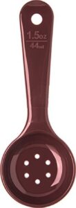 carlisle foodservice products 496101 perforated short handle portion control spoon, 1.5 oz, reddish brown