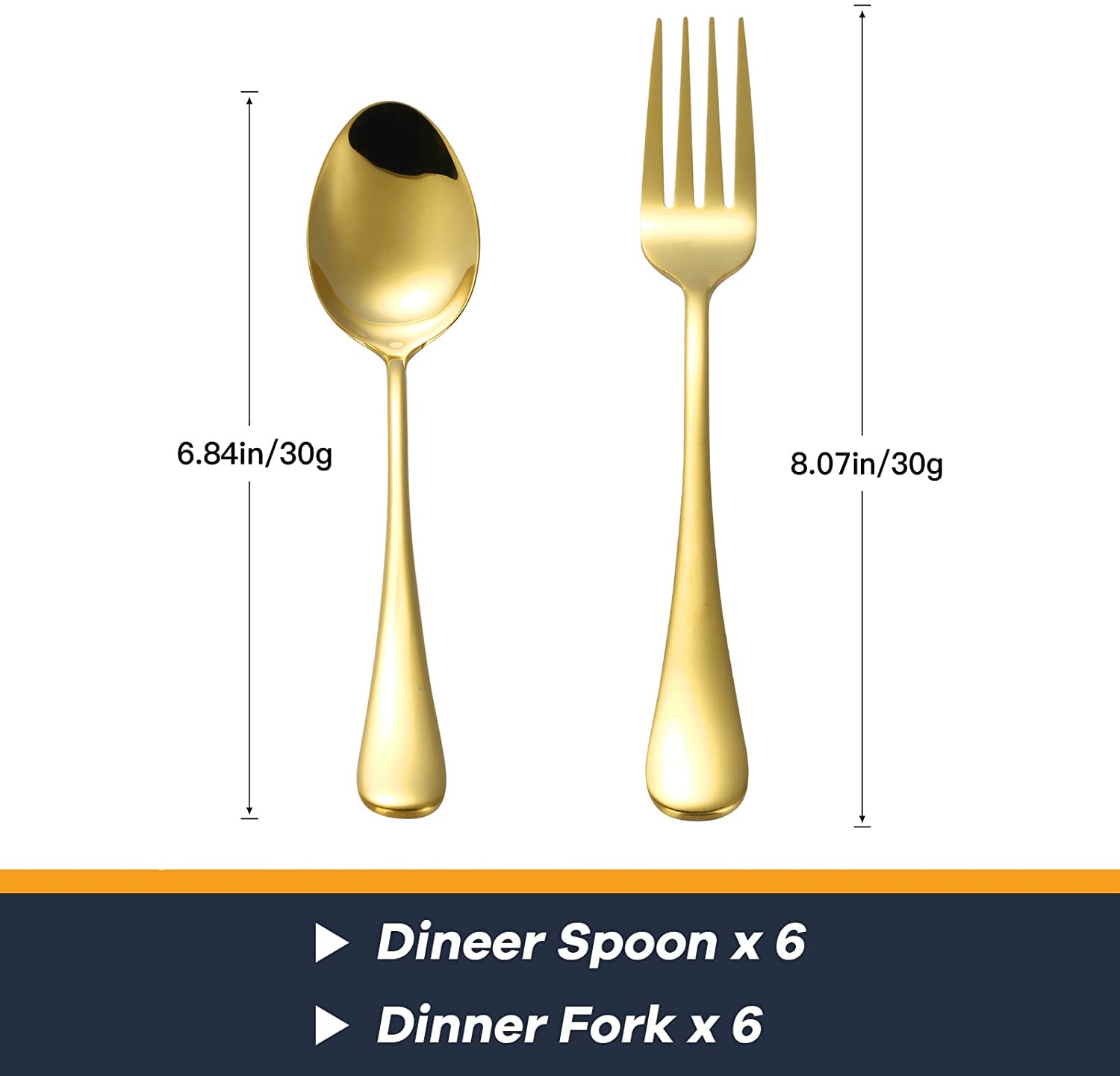 12-Pieces Silverware Set, Flatware Set for 6, Stainless Steel Tableware Cutlery Set with Spoons Forks, Utensil Sets for Home Kitchen Restaurant Hotel, Dishwasher Safe (Gold)