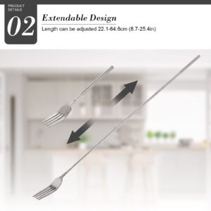 BBQ Telescopic Extendable Dinner Fork Fruit Dessert Long Handle Fork Cutlery-Extends for Barbecue Toasting Dinner Fruit Dessert 8.7 to 25.4 inch