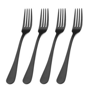 matte black stainless steel dinner forks with round edge, set of 4 (matte black dinner fork, 4-piece)