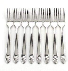 z zicome stainless steel forks heavy duty flatware forks set, diamond pattern, 8 pcs