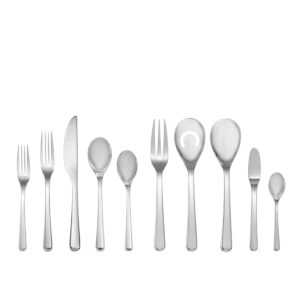 nambe aura 45 piece flatware set, silver