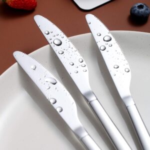 Berglander Dinner Knives Set Of 6, Stainless Steel Shiny Modern Dinner Knife, Butter Knife Table Knives Dishwasher Safe