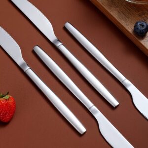 Berglander Dinner Knives Set Of 6, Stainless Steel Shiny Modern Dinner Knife, Butter Knife Table Knives Dishwasher Safe