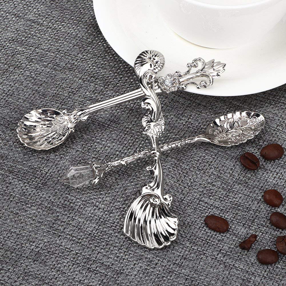 Fdit Vintage Style Coffee Spoons Set 3Pcs Dessert Spoons Royal Style Metal Carved Teaspoons for Kitchen Dining Bar and Tea Parties