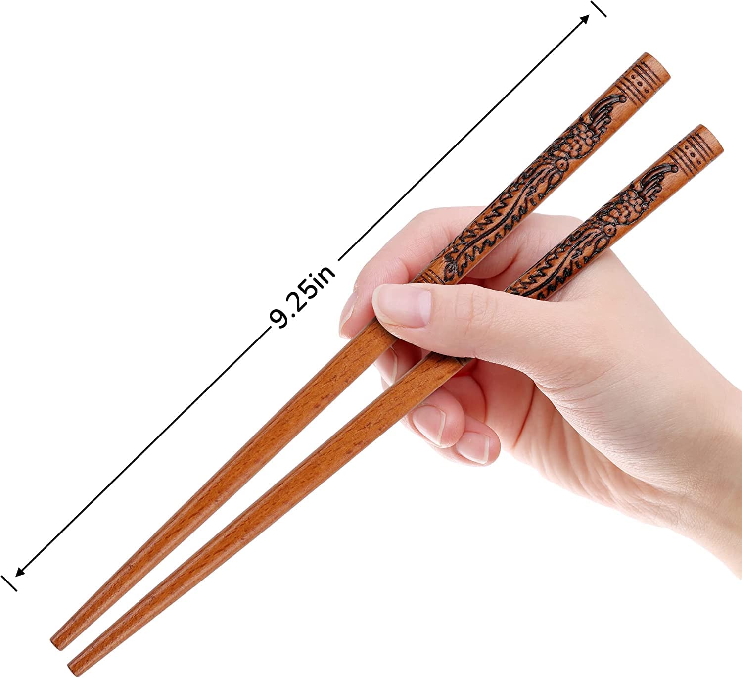 CAEKAIGTA Chopsticks Reusable, Wooden Dragon and Phoenix Chopsticks, Reusable Chopsticks Dishwasher Safe,Chopsticks Set Gift Box packaging（2 pairs）