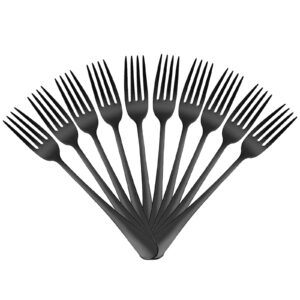 devico forks set, good stainless steel 10-piece black silverware cutlery reusable dinner forks