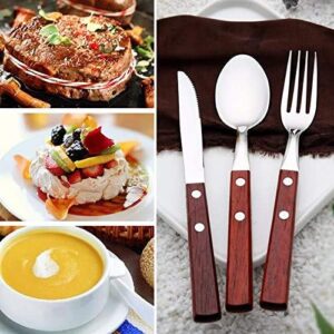 Gracelife 6-Pack Wooden Handle Stainless Steel Cutlery Set Forks Spoons Knives Flatware Set