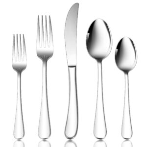 heavy duty silverware set, haware 40-piece stainless steel utensils include knives forks spoons service for 8, metal thickness flatware set for home restaurant, mirror polished, dishwasher safe