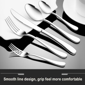 Heavy Duty Silverware Set, HaWare 40-Piece Stainless Steel Utensils Include Knives Forks Spoons Service for 8, Metal Thickness Flatware Set for Home Restaurant, Mirror Polished, Dishwasher Safe