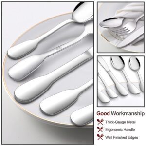 40-Piece Silverware Set for 8, E-far Stainless Steel Flatware Cutlery Set with Design Handle, Modern Metal Tableware Eating Utensils for Kitchen Restaurant Wedding, Mirror Polish & Dishwasher Safe