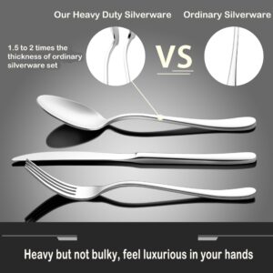 Heavy Duty Silverware Set, HaWare 40-Piece Stainless Steel Utensils Include Knives Forks Spoons Service for 8, Metal Thickness Flatware Set for Home Restaurant, Mirror Polished, Dishwasher Safe