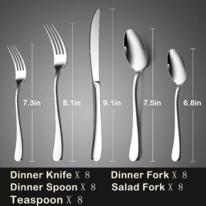 Heavy Duty Silverware Set, HaWare 40-Piece Stainless Steel Utensils Include Knives Forks Spoons Service for 8, Metal Thickness Flatware Set for Home Restaurant, Mirror Polished, Dishwasher Safe