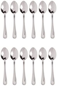 winco 12-piece dots dinner spoon set, 18-0 stainless steel, silver