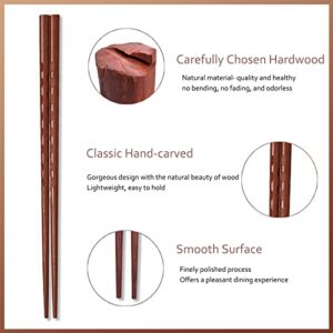 10-Pairs Wooden Chopsticks Reusable, Japanese Style Natural Wood Chopsticks With Gift Box, Lightweight Hand-Carved Dishwasher Safe Chop Sticks for Sushi, Noodles 9.4 Inch/23.8cm…