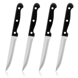 LIANYU Steak Knives Set of 4, Stainless Steel Serrated Steak Knife, kitchen Camping Restaurant Steak Knives, Dishwasher Safe