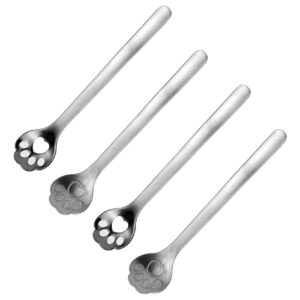 cat paw spoon stainless steel coffee spoons teaspoon decoration spoon espresso spoons stirring spoon for dessert ice-cream cake coffee appetizer set of 4