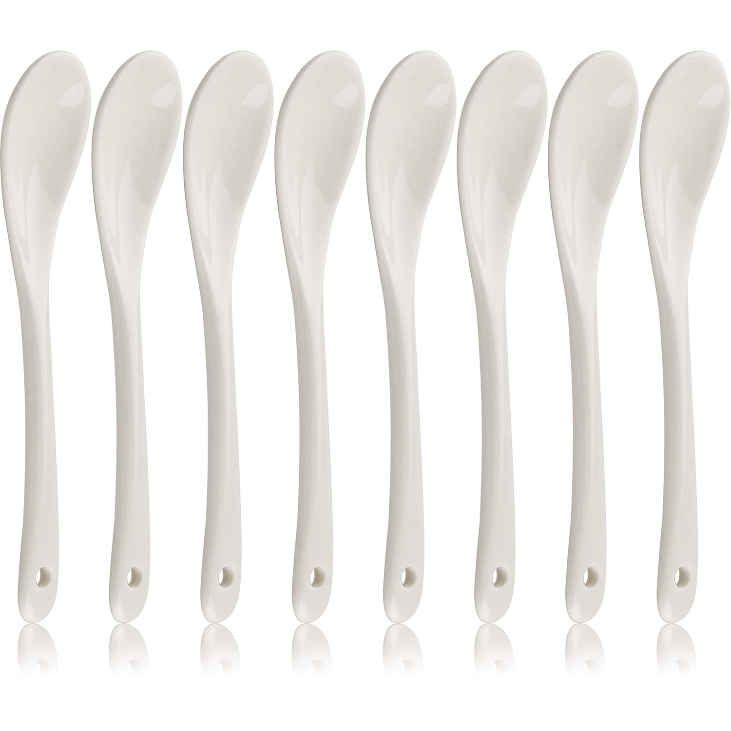 Leegg Porcelain Egg Spoons Ceramic Spoons Set of 8 Tea spoon Teaspoons for Coffee, Tea and Desserts Spoon