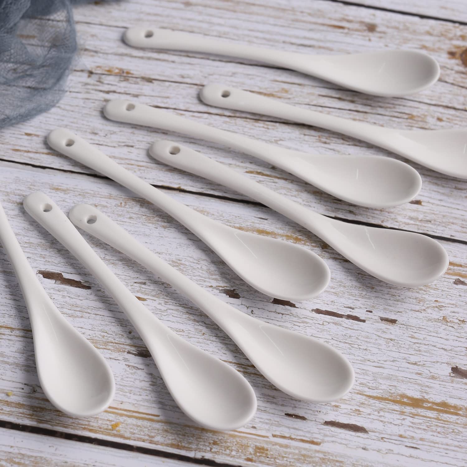 Leegg Porcelain Egg Spoons Ceramic Spoons Set of 8 Tea spoon Teaspoons for Coffee, Tea and Desserts Spoon