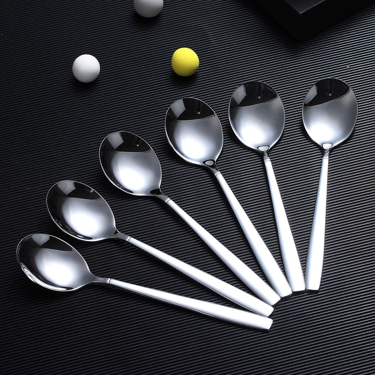 Berglander Teaspoons 6.3" Set of 6, Stainless Steel Shiny Polish Tea Spoons Silverware, Modern Design Tea Spoon Small Dessert Spoon Teaspoon Sturdy Easy To Clean Dishwasher Safe