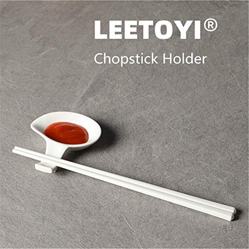 Spoon Holder, Ceramic Chopstick Fork Knife Rests, Sauce Plate, Set of 4, White