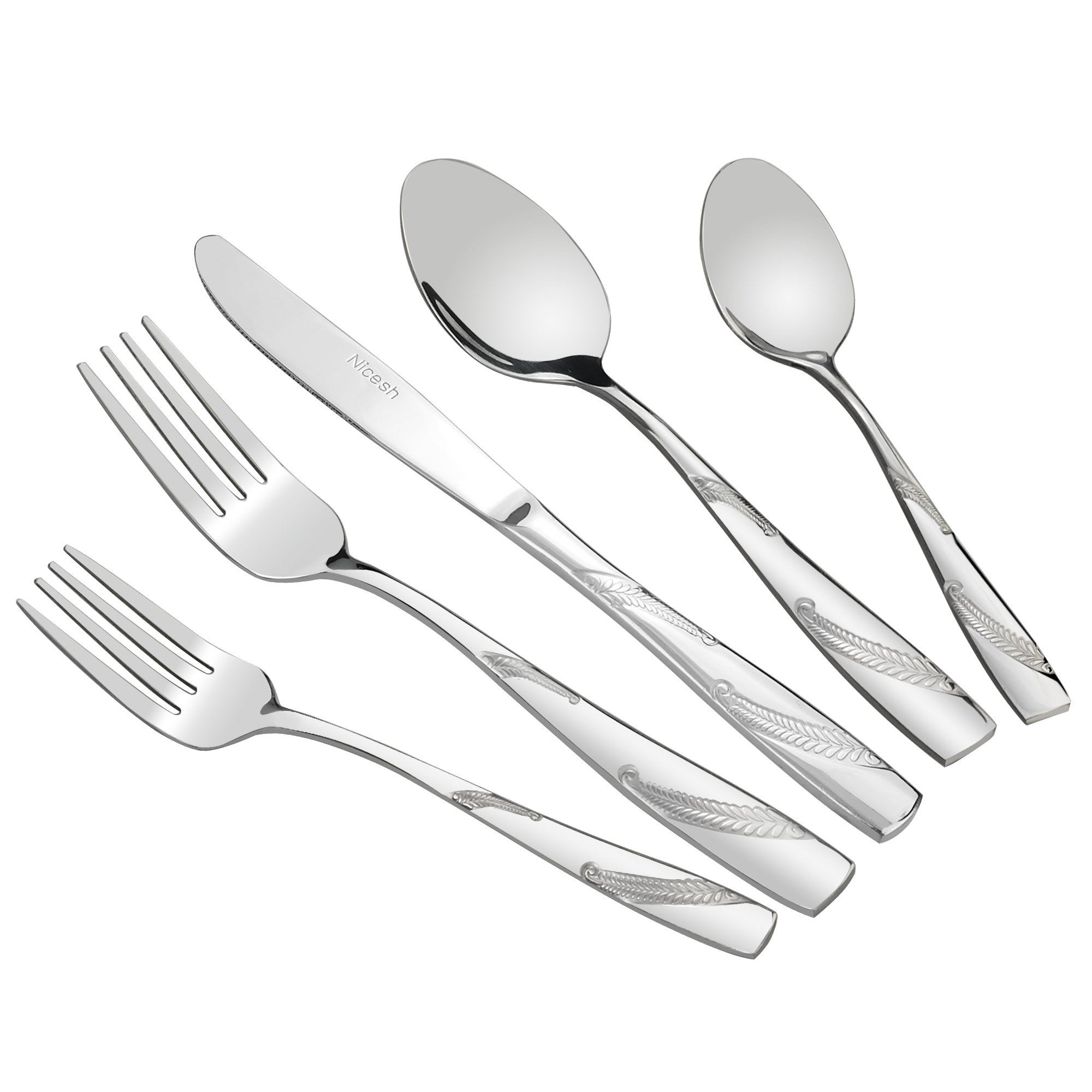 Nicesh 60-piece Stainless Steel Flatware Set, Service for 12