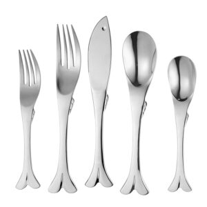 upware 20-piece fish shaped flatware set, 18/8 stainless steel silverware cutlery set, service for 4, mirror polished, dishwasher safe (fish)